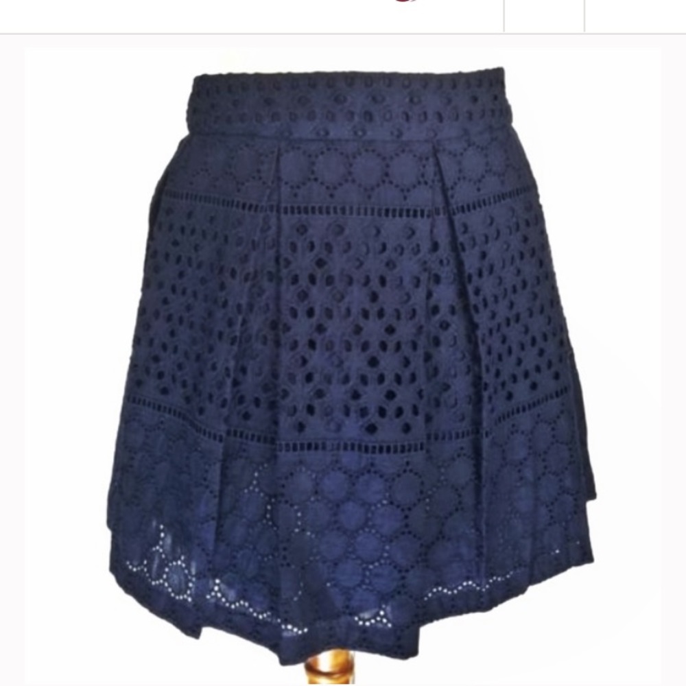 EUC Banana Republic Pleated Eyelet mini skirt 00P